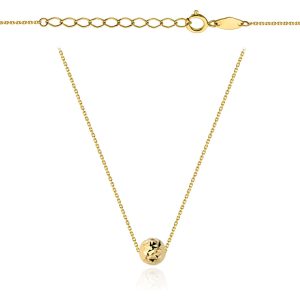 Naszyjnik z diamentowaną złotą kuleczką super lekki 42+3cm pr. 585