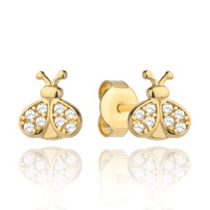 Kolczyki złota biedronka wysadzana cyrkoniami pr. 585