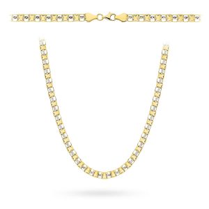 Naszyjnik złoty z kolekcji PIATTO w dwóch kolorach złota zdobiony diamentowaniem pr. 585