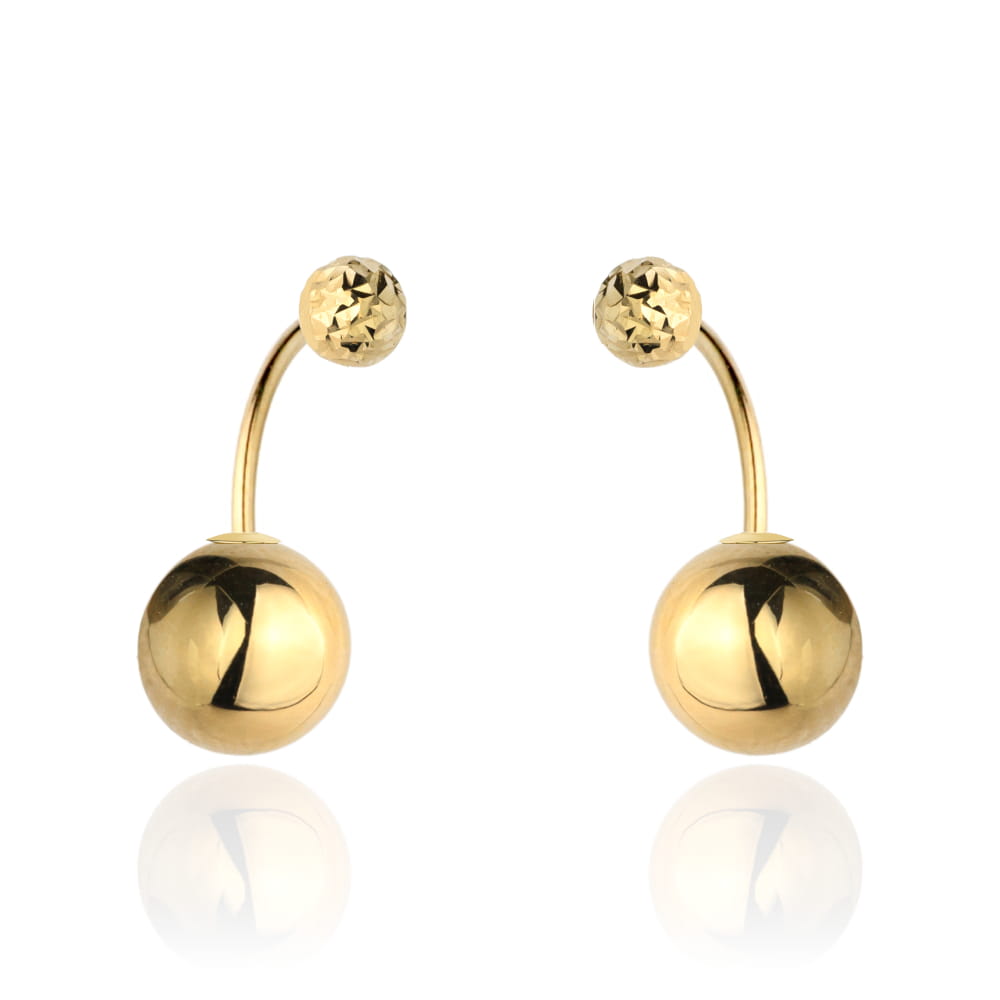 Kolczyki złote dioro z jedną diamentowaną kulką pr. 585 1 Kolczyki złote dioro z jedną diamentowaną kulką pr. 585