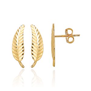 Kolczyki złote diamentowany listek pr. 585