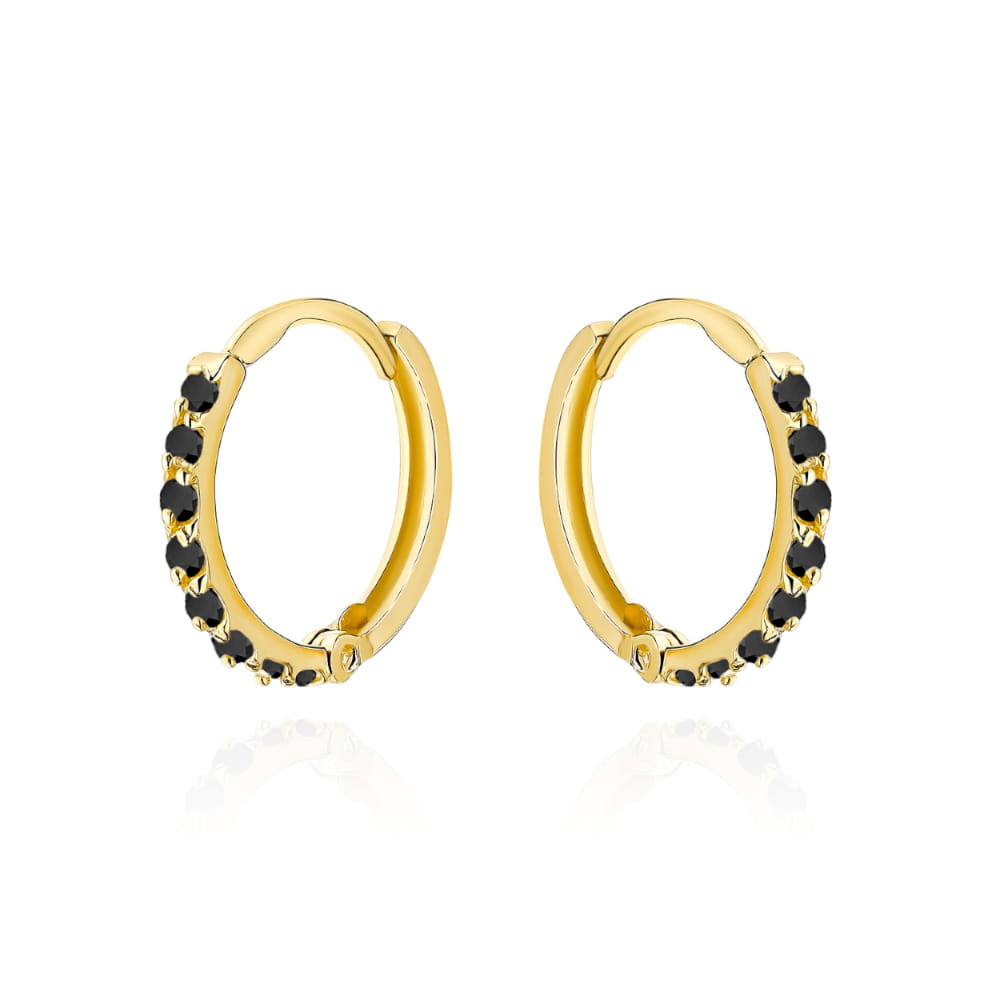 Kolczyki złote kółeczko wysadzane czarnymi cyrkoniami pr. 585 1 Kolczyki złote kółeczko wysadzane czarnymi cyrkoniami pr. 585