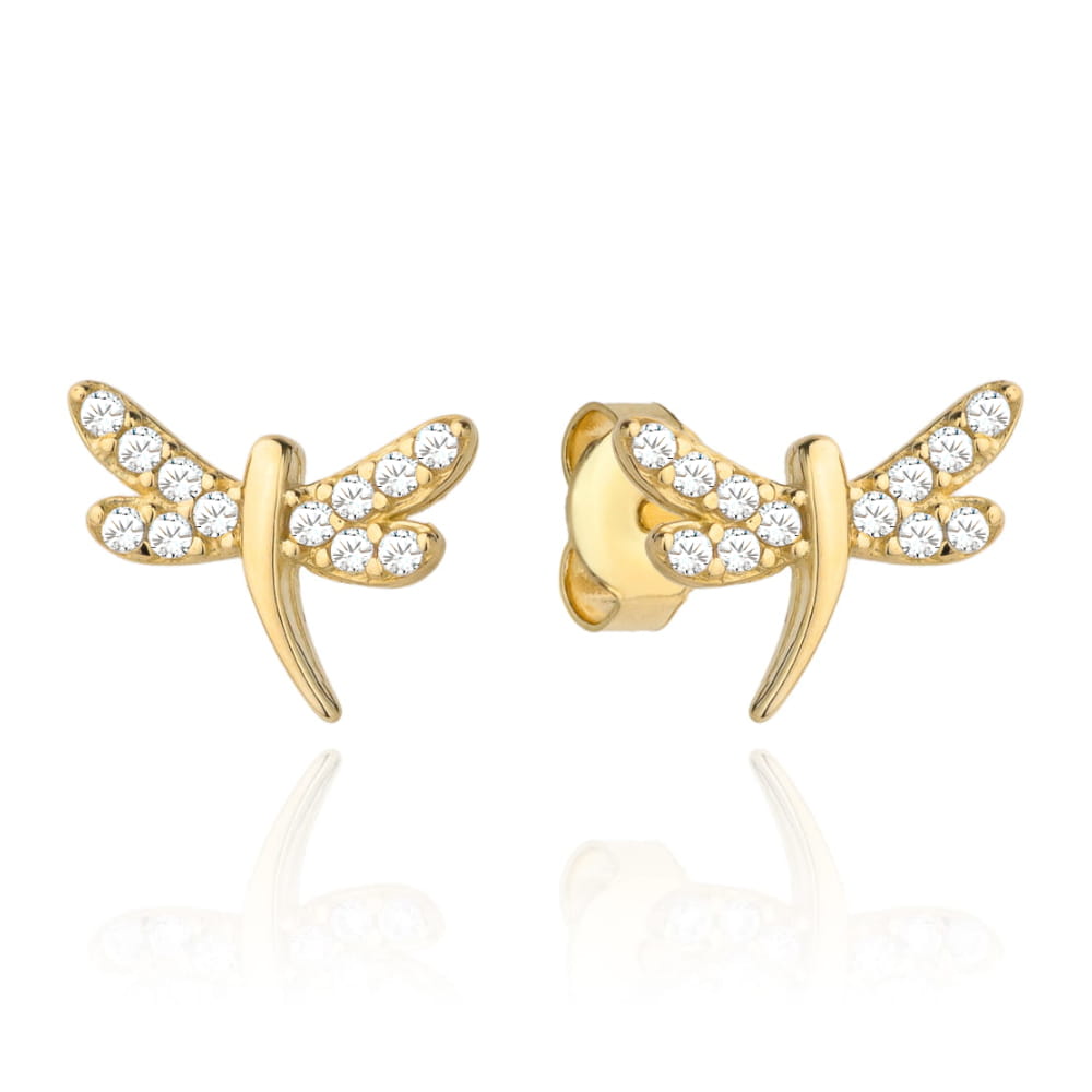Kolczyki złota ważka wysadzana cyrkoniami pr. 585 1 Kolczyki złota ważka wysadzana cyrkoniami pr. 585