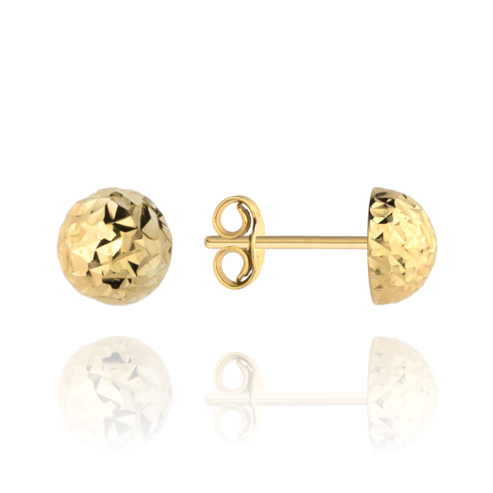 Kolczyki pół kulki śr. 7 mm na sztyfcie diamentowane super lekkie pr. 585 1 Kolczyki pół kulki śr. 7 mm na sztyfcie diamentowane super lekkie pr. 585