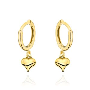 Kolczyki złote kółeczka z gładkim sercem pr. 585