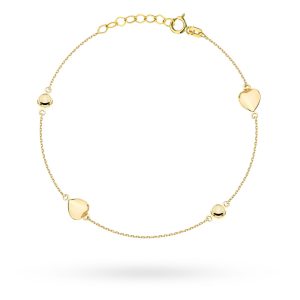 Bransoletka złota wypukłe serca i kółeczka pr. 585