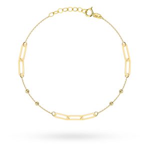 Bransoletka złota splecione ogniwa i diamentowane kulki pr. 585