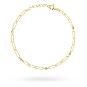 Bransoletka złota ogniwa z gładkimi i diamentowanymi kulkami pr. 585