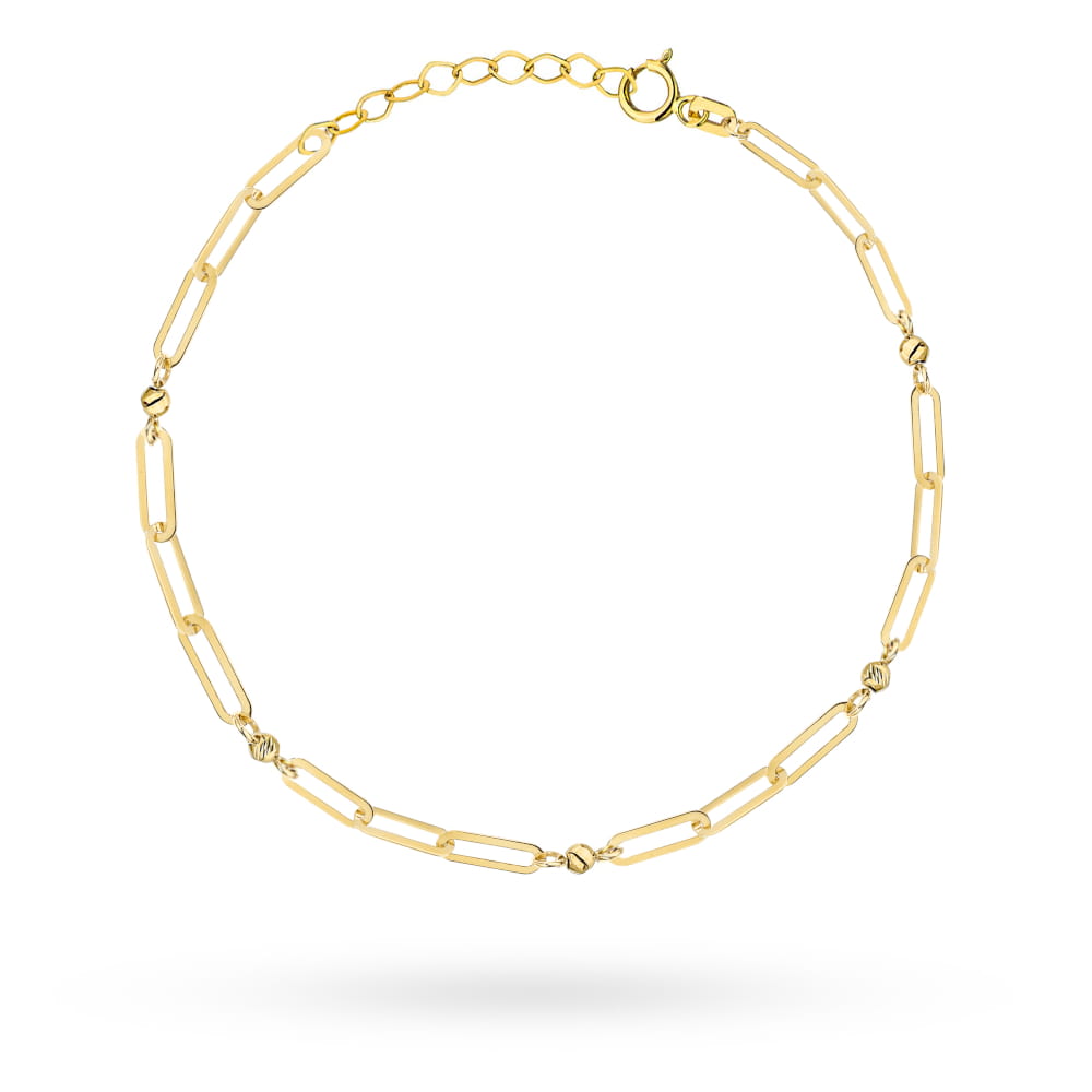 Bransoletka złota ogniwa z gładkimi i diamentowanymi kulkami pr. 585 1 Bransoletka złota ogniwa z gładkimi i diamentowanymi kulkami pr. 585