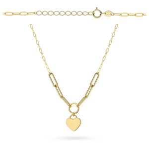 Naszyjnik złoty z ogniwami i wiszącym sercem pr. 585