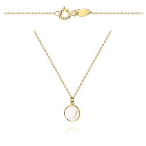 Naszyjnik złoty kółko z masą perłową pr. 585