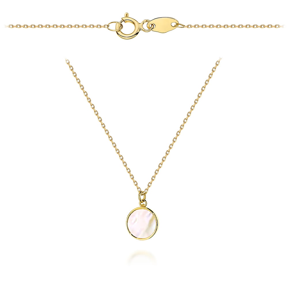 Naszyjnik złoty kółko z masą perłową pr. 585 1 Naszyjnik złoty kółko z masą perłową pr. 585