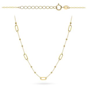 Naszyjnik złoty diamentowane kulki i ogniwa pr. 585