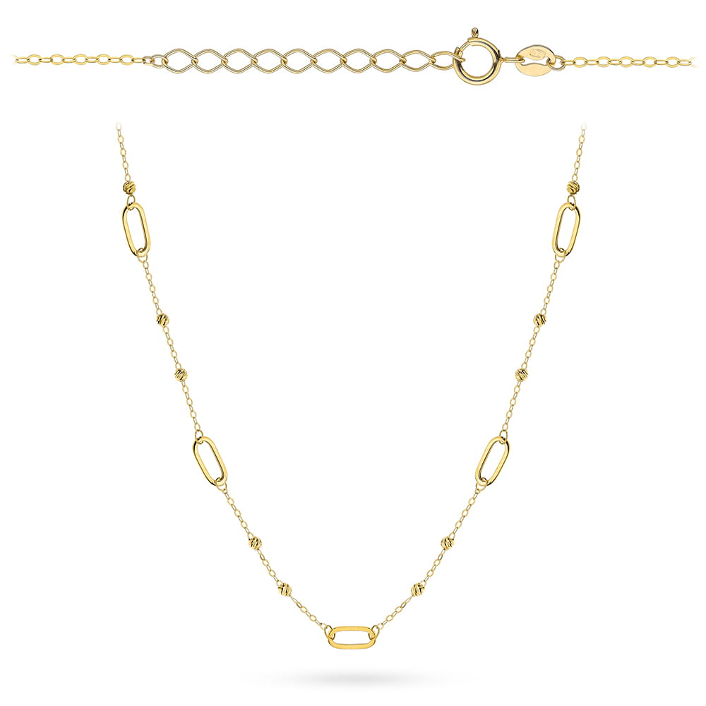 Naszyjnik złoty diamentowane kulki i ogniwa pr. 585 1 Naszyjnik złoty diamentowane kulki i ogniwa pr. 585