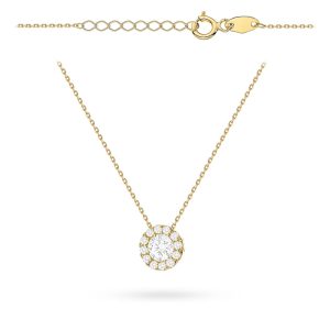 Naszyjnik złoty kółko wysadzane cyrkoniami z ażurowym tyłem pr. 585