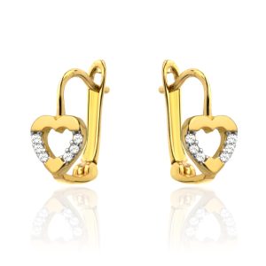 Kolczyki złote serce i cyrkonie po bokach pr. 585