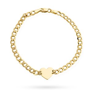 Bransoletka złota płaskie serce na łańcuszku pancerka pr. 585