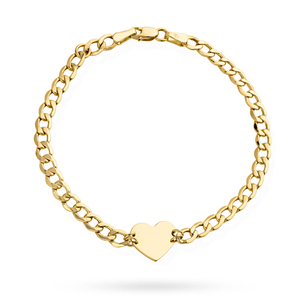 Bransoletka złota płaskie serce na łańcuszku pancerka pr. 585 1 Bransoletka złota płaskie serce na łańcuszku pancerka pr. 585