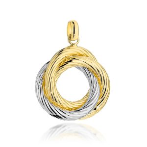 Zawieszka złota plecione kółko w dwóch kolorach złota pr. 585
