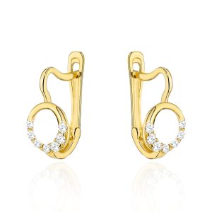 Kolczyki złote kółeczka z cyrkoniami na dole pr. 585