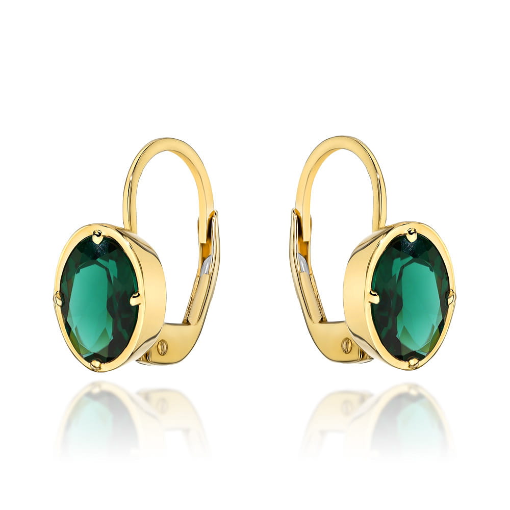 Kolczyki złote z kolekcji COLORFUL STONE zielony kwarc owal pr. 585 1 Kolczyki złote z kolekcji COLORFUL STONE zielony kwarc owal pr. 585