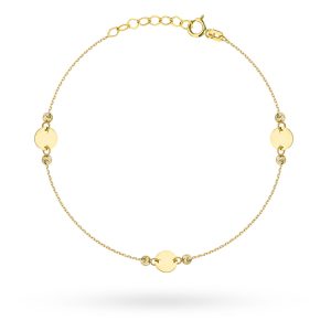 Bransoletka złota pełne kółeczka i diamentowane kulki pr. 585