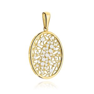 Zawieszka złota ażurowy owal z cyrkoniami pr. 585