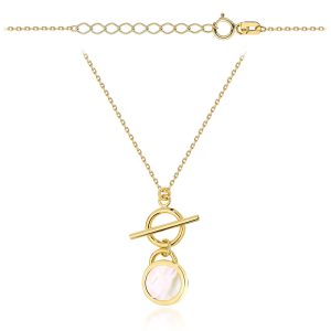 Naszyjnik złoty kółeczko i masa perłowa pr. 585