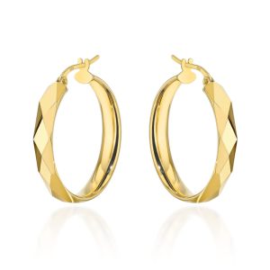 Kolczyki złote kółka zdobione diamentowaniem pr. 585