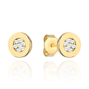Kolczyki złote kółeczka z cyrkoniami na sztyfcie pr. 585