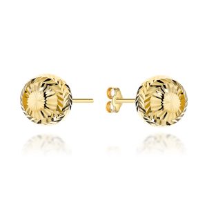 Kolczyki złote diamentowane kulki party 10 mm  pr. 585