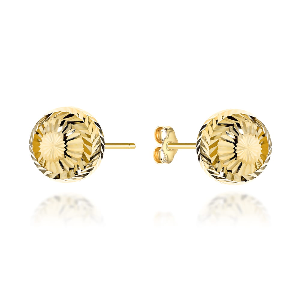 Kolczyki złote diamentowane kulki party 10 mm pr. 585 1 Kolczyki złote diamentowane kulki party 10 mm pr. 585