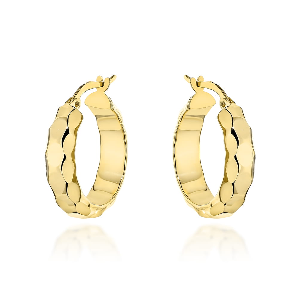 Kolczyki złote kółka z diamentowaniem pr. 585 1 Kolczyki złote kółka z diamentowaniem pr. 585