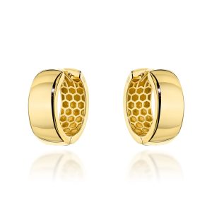 Kolczyki złote gładkie kółka z szeroką szyną pr. 585