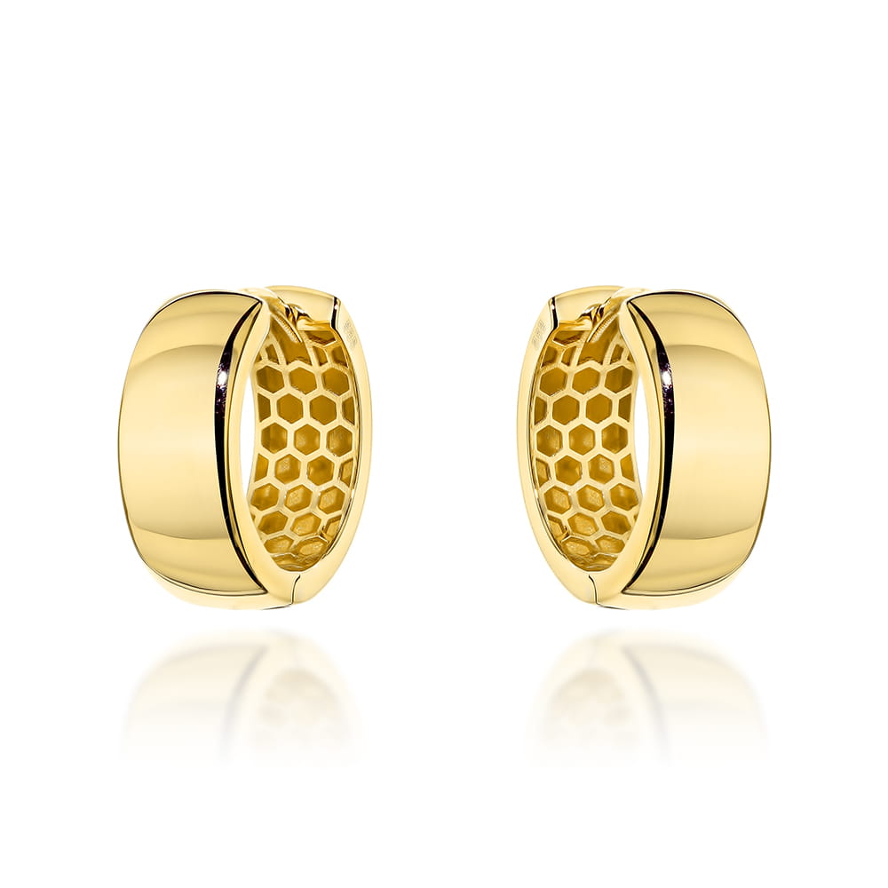 Kolczyki złote gładkie kółka z szeroką szyną pr. 585 1 Kolczyki złote gładkie kółka z szeroką szyną pr. 585