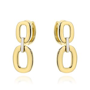 Kolczyki złote owale zdobione białym złotem na kreolu pr. 585