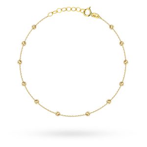 Bransoletka złote diamentowane kulki na nogę pr. 585