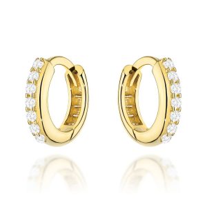 Kolczyki złote kółeczka z cyrkoniami na kreolu pr. 585