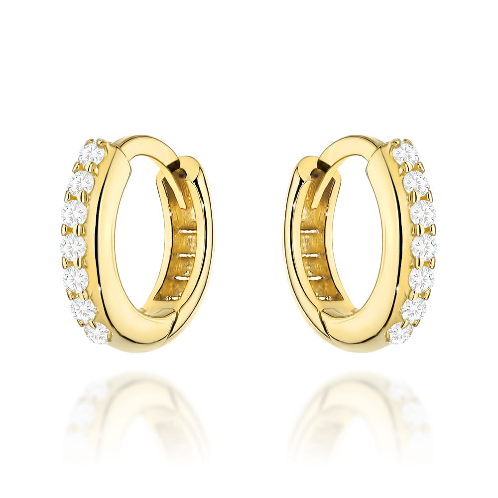 Kolczyki złote kółeczka z cyrkoniami na kreolu pr. 585 1 Kolczyki złote kółeczka z cyrkoniami na kreolu pr. 585