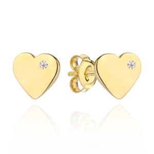 Kolczyki złote serduszko z cyrkonią z boku pr. 585