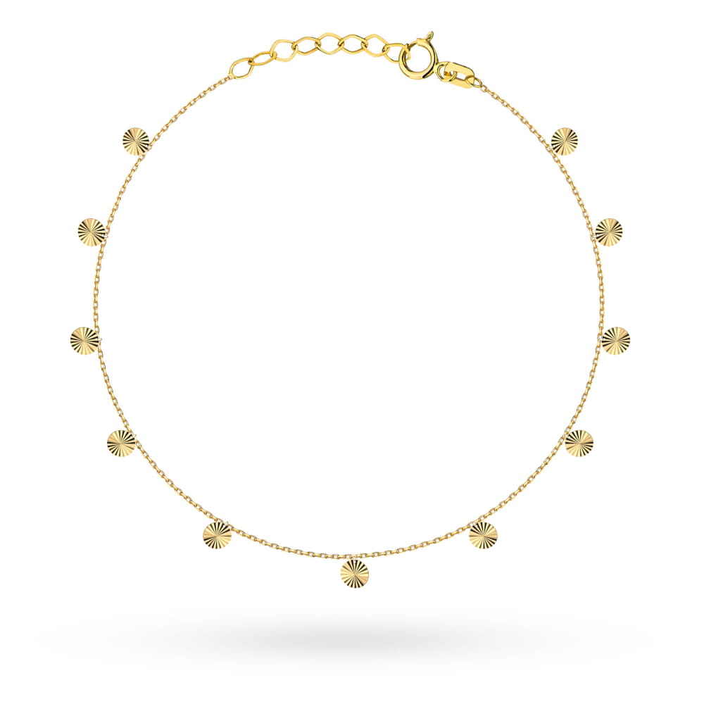 Bransoletka złota z diamentowanymi kółkami pr. 585 1 Bransoletka złota z diamentowanymi kółkami pr. 585