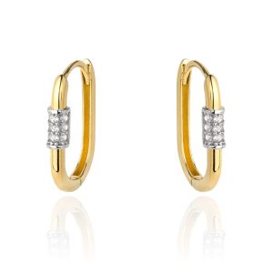 Kolczyki złote kółka z cyrkoniami na środku pr. 585