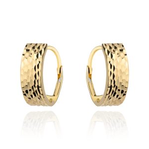 Kolczyki złote prostokątne zdobione diamentowaniem pr. 585