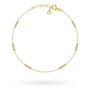 Bransoletka złota poczwórne diamentowane kulki na nogę pr. 585