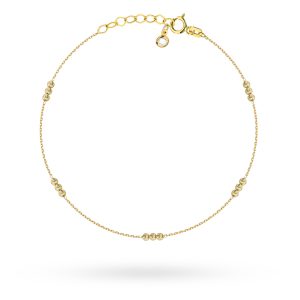 Bransoletka złota potrójne diamentowane kulki na nogę pr. 585
