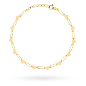 Bransoletka złota podłużne ogniwa i serduszka na nogę pr. 585