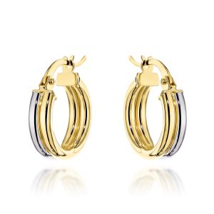 Kolczyki złote podwójne kółeczka w dwóch kolorach złota pr. 585