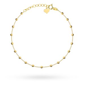 Bransoletka złota z diamentowanymi kuleczkami i serce pr. 585