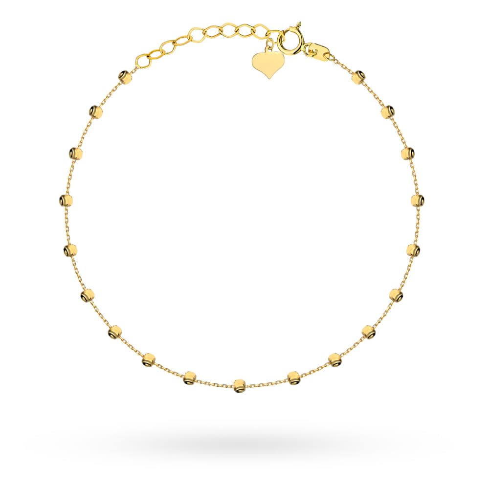 Bransoletka złota z diamentowanymi kuleczkami i serce pr. 585 1 Bransoletka złota z diamentowanymi kuleczkami i serce pr. 585