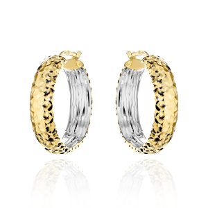 Kolczyki złote koła diamentowane z szeroką szyną w dwóch kolorach złota pr. 585